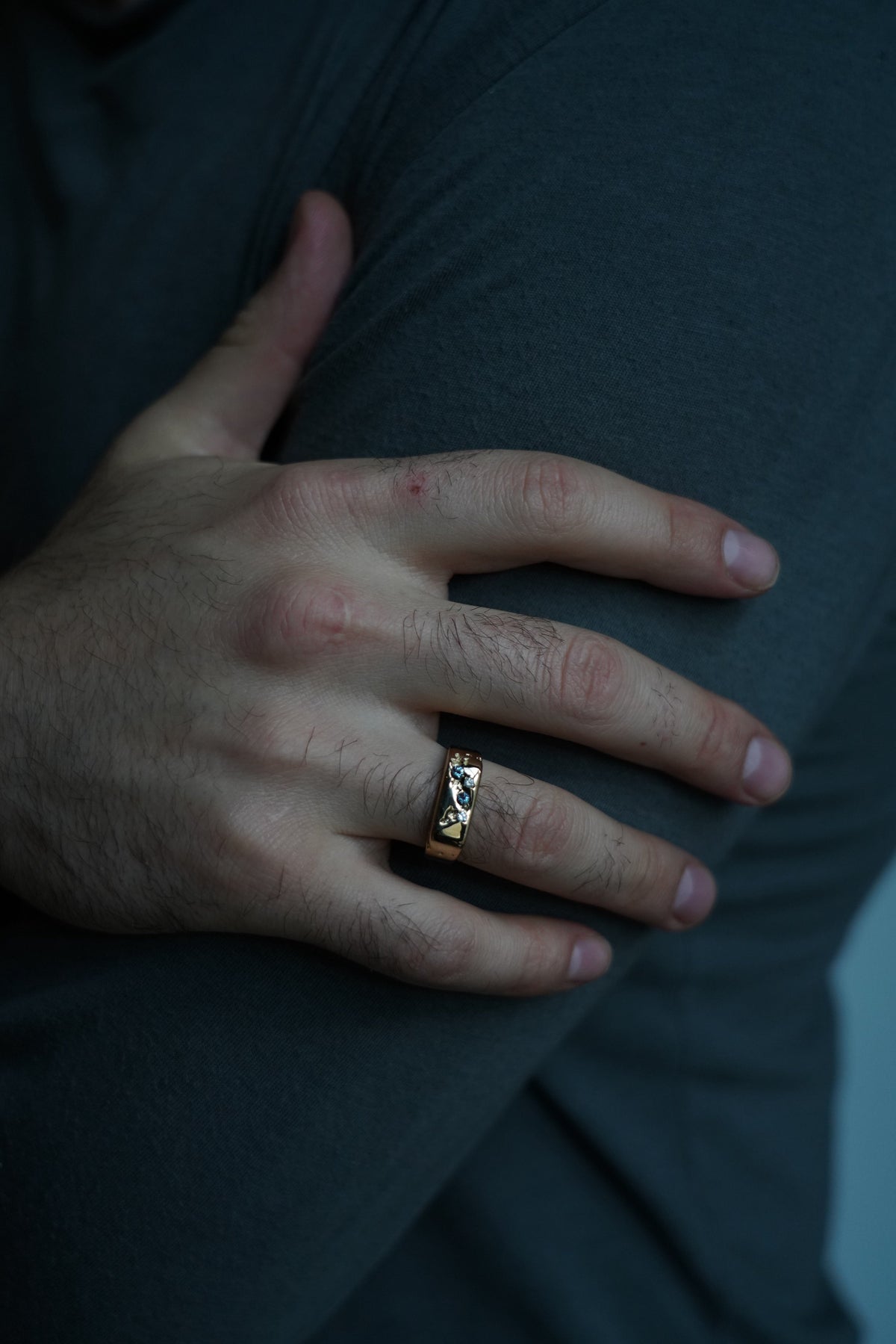 Thin Grooved Signet, Gold, Alexandrite