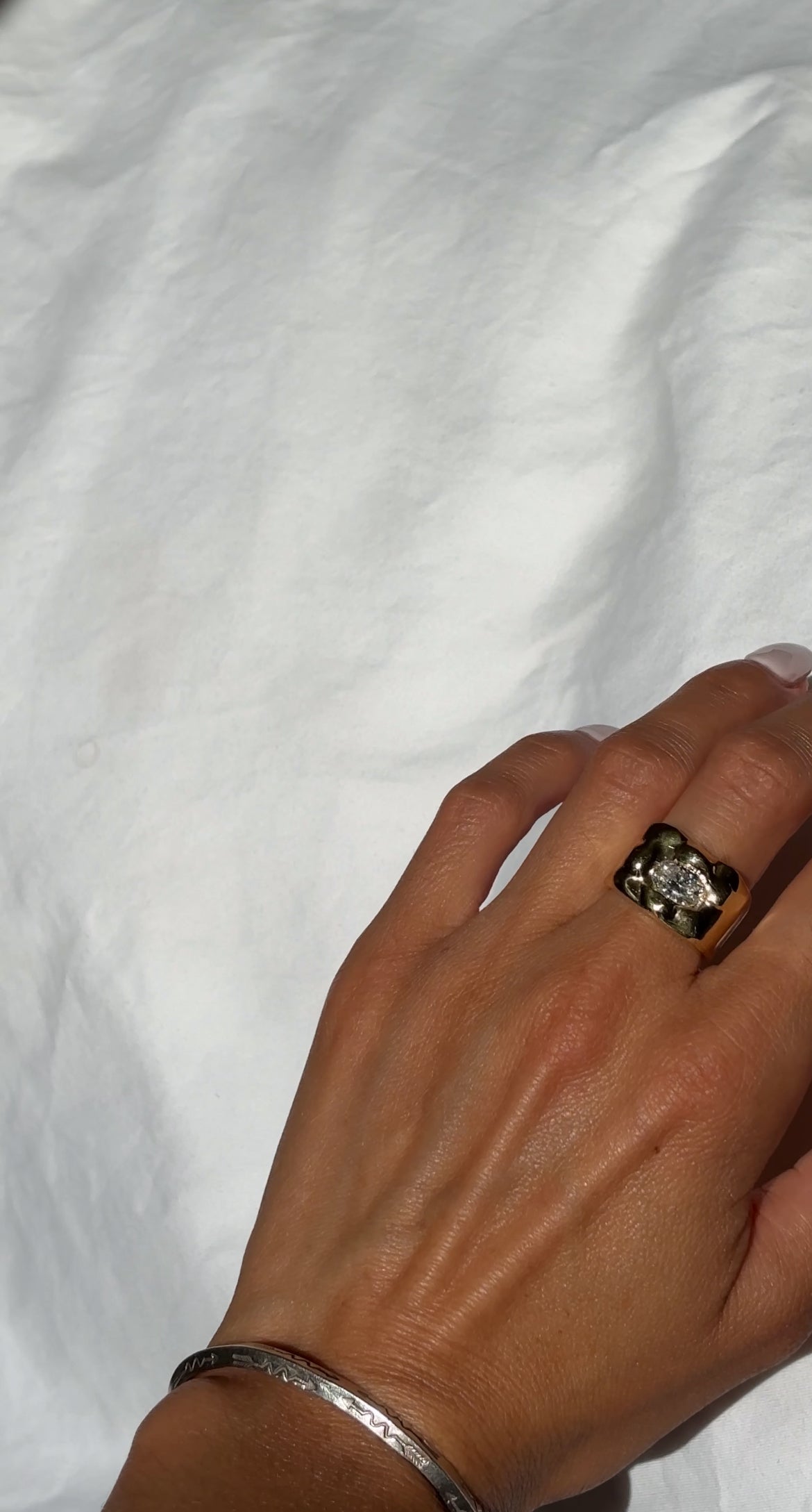 Molten Stone Signet, Gold, on hand