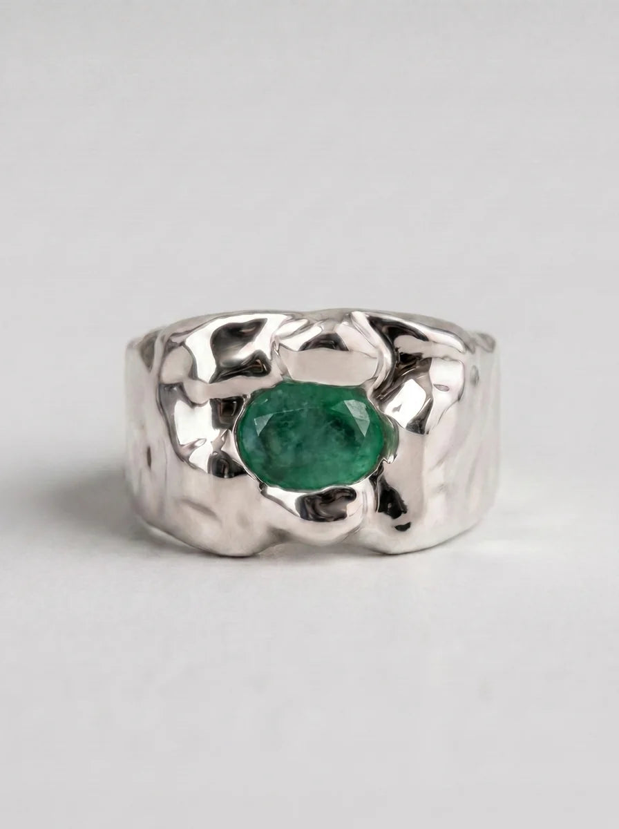 Molten Stone Signet Sterling Silver