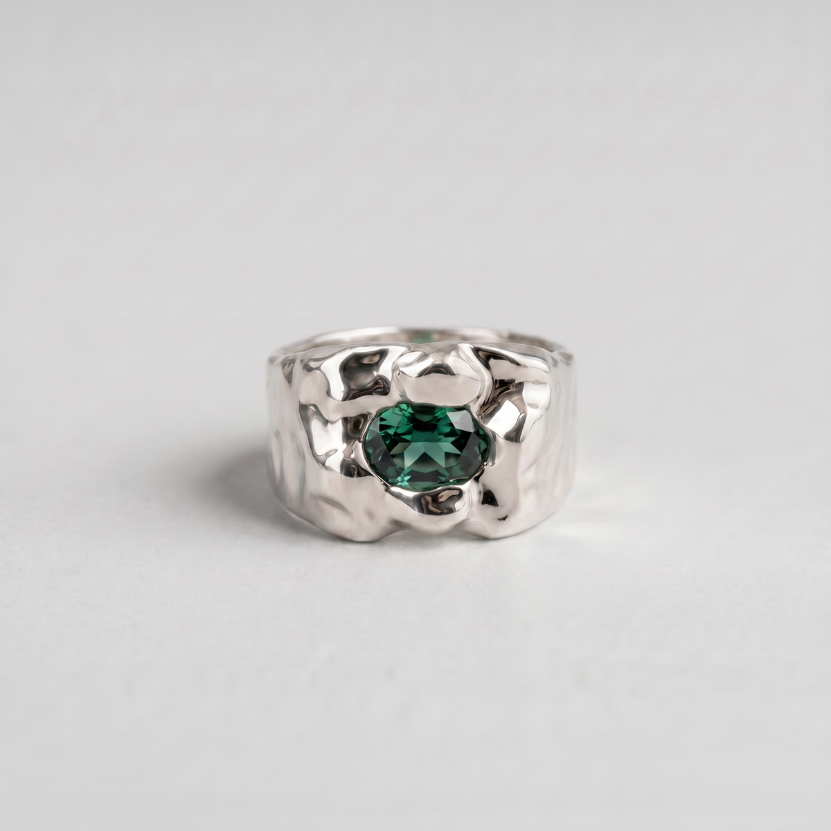 Molten Stone Signet, Sterling Silver, Tourmaline