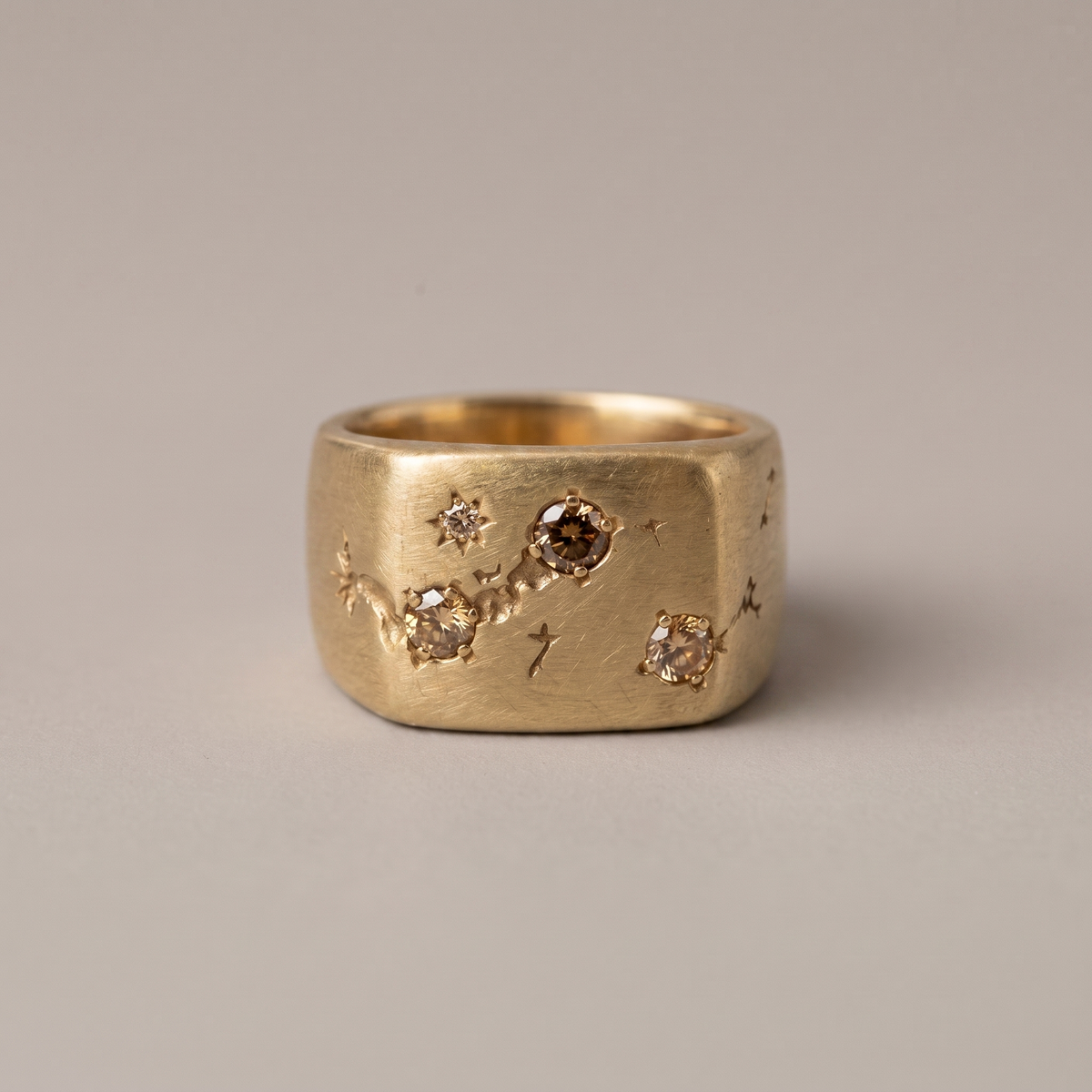 Constellation Signet, Gold, Satin Champagne Diamond