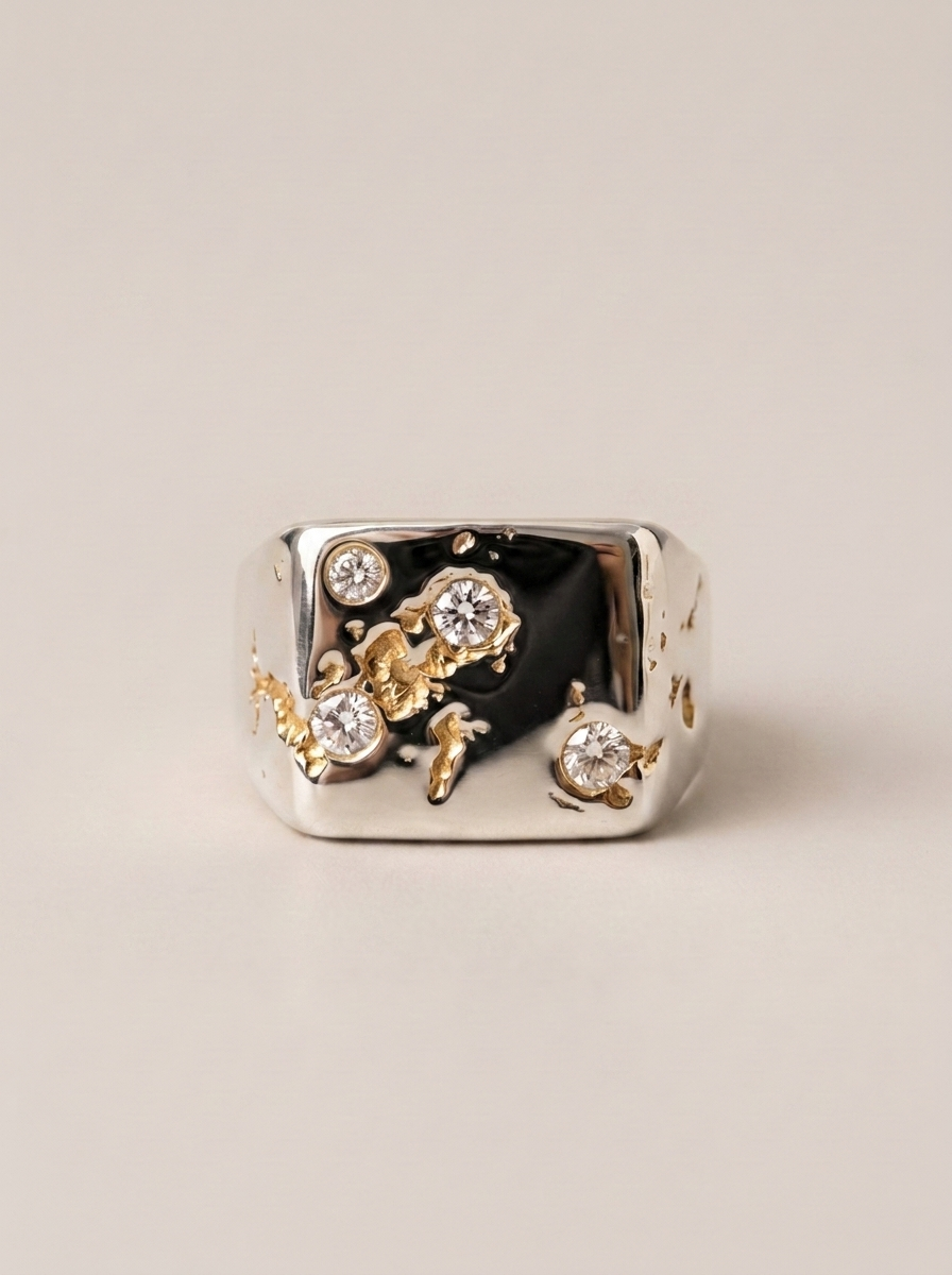 Constellation Signet, Sterling Silver & Gold Vermeil