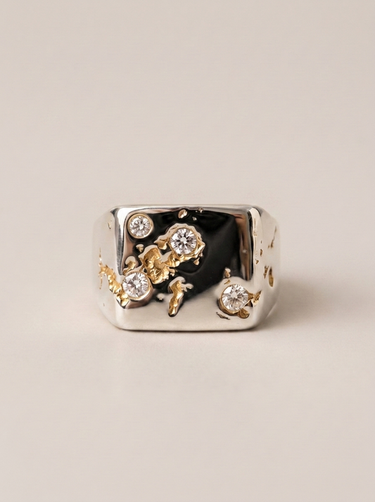 Constellation Signet, Sterling Silver & Gold Vermeil